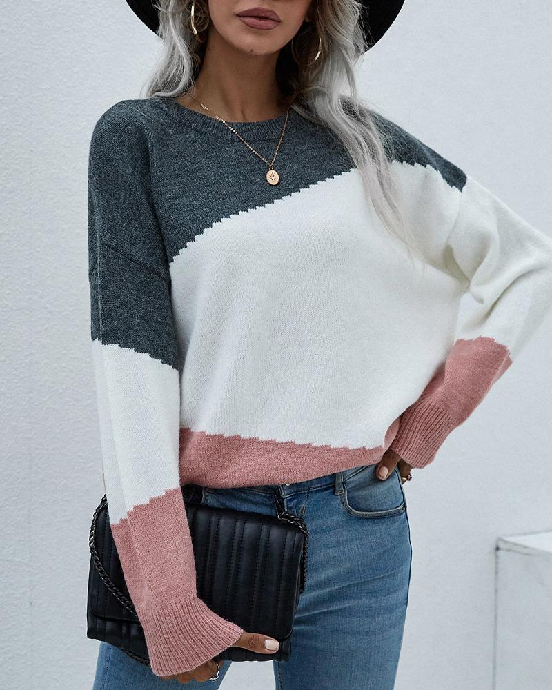 

Color Block Drop Shoulder Sweater, Dark grey