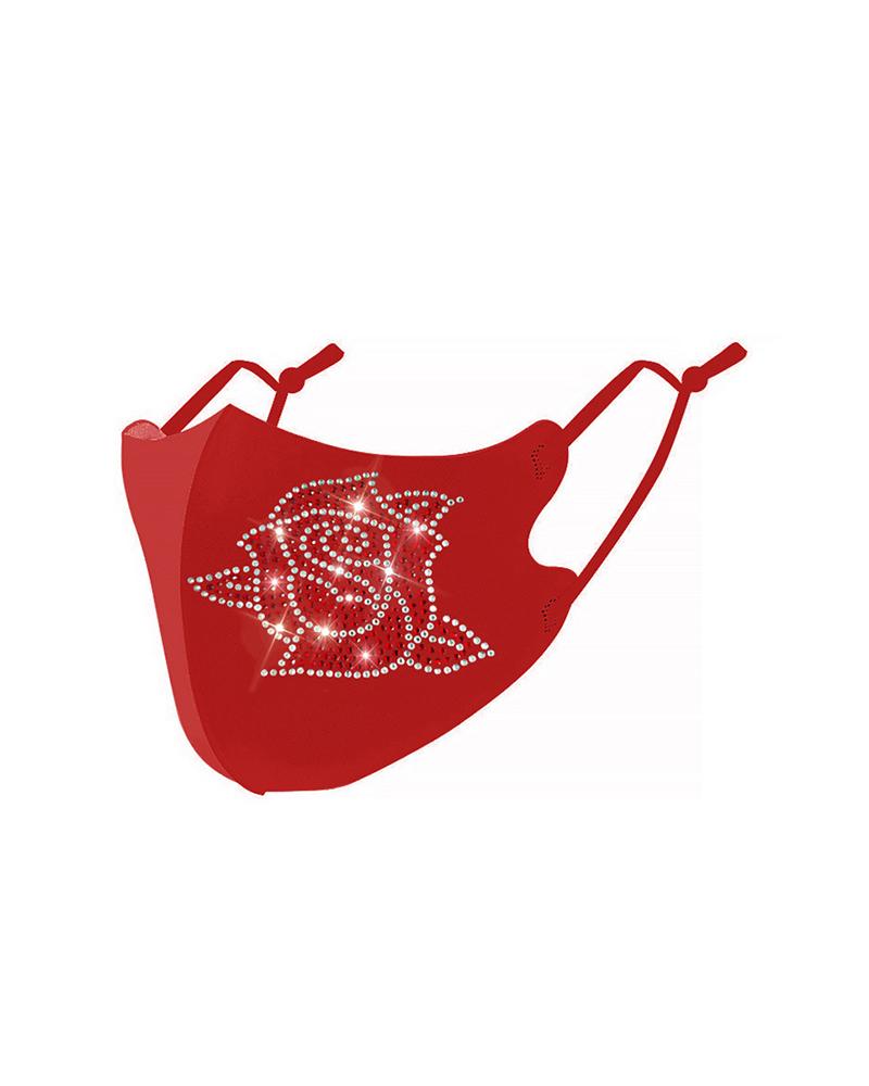 

Floral Pattern Studded Breathable Face Mask, Red