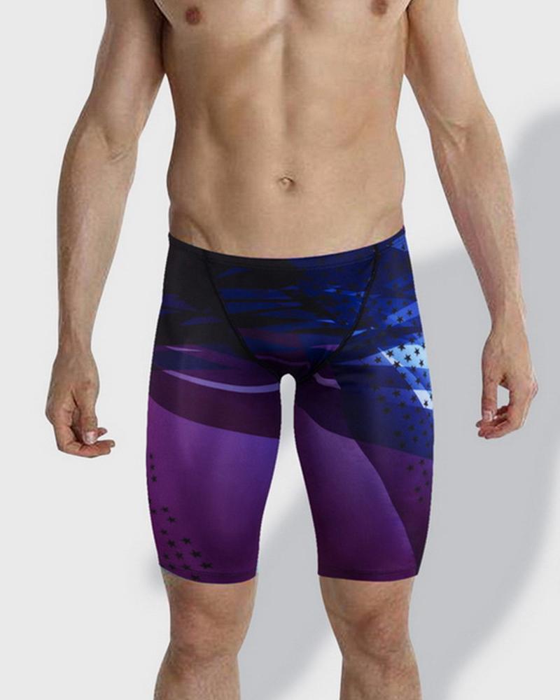 

National Flag Print Skinny Swim Short Pants, Style2