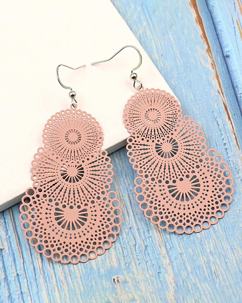

1Pair Multiple Vintage Ethnic Dangle Drop Earrings, Pink