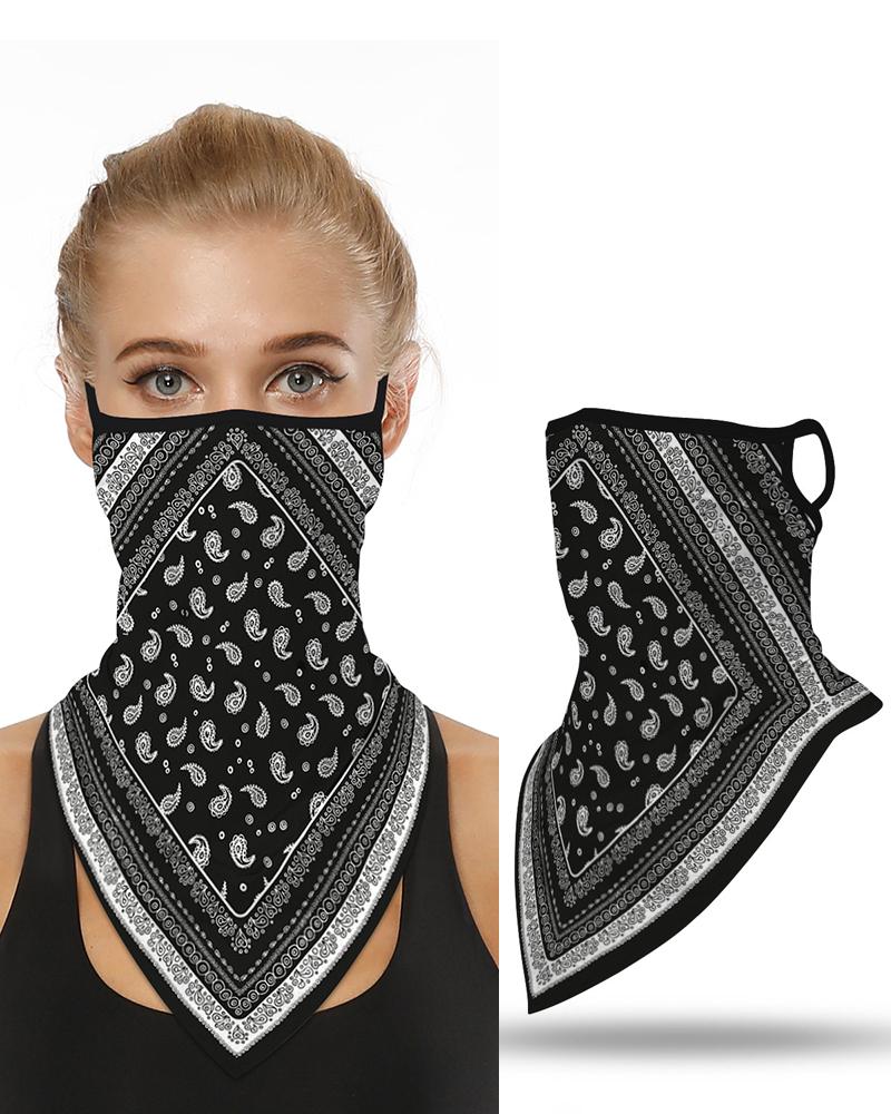 

Print Breathable Ear Loop Face Cover Bandana Outdoor, Black