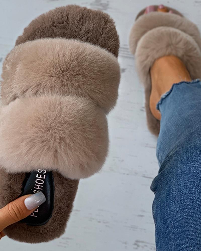 

Fluffy Toe Post Casual Slipper, Coffee