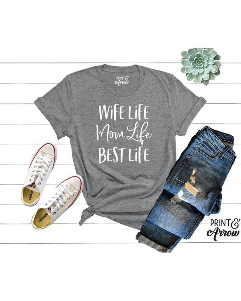 

Mother's Day Letter Print Casual T-Shirt, Gray