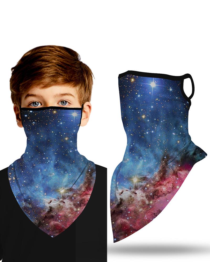 

Starry Sky Print Breathable Ear Loop Face Cover Windproof Outdoors, Blue