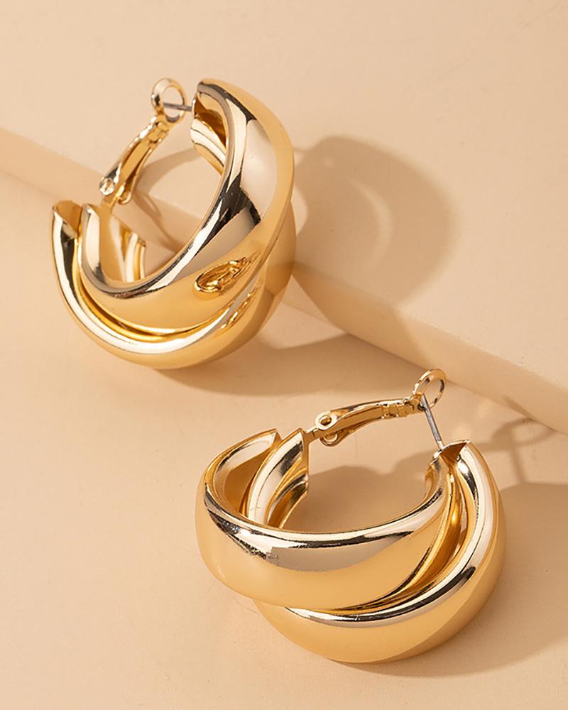 

1Pair Double Circle Hoop Earrings, Gold