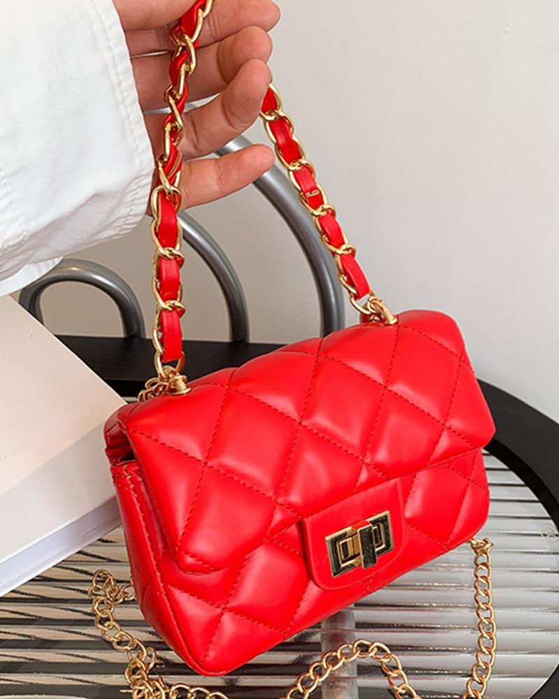 

Quilted Twist Lock Mini Crossbody Handbag, Red