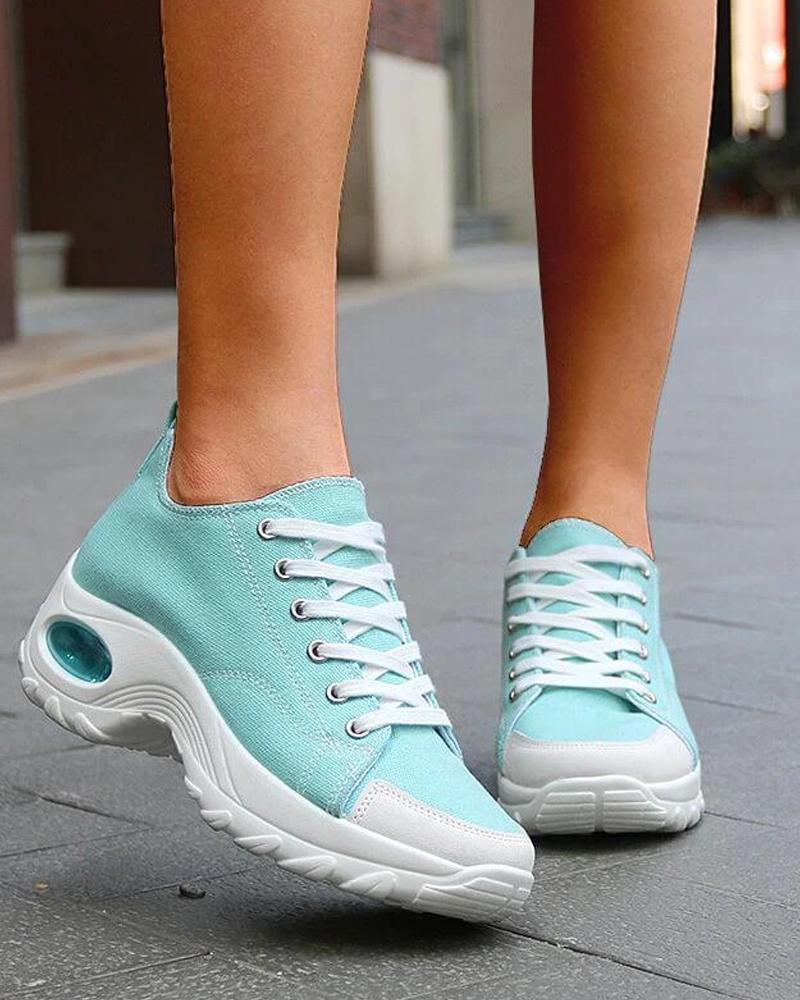 

Solid Canvas Air Cushion Sneakers, Light blue