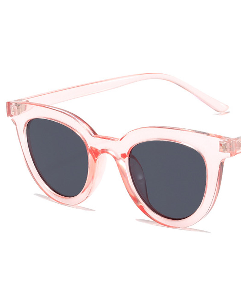 

Cat Eye Frame Contrast Paneled Sunglasses, Pink