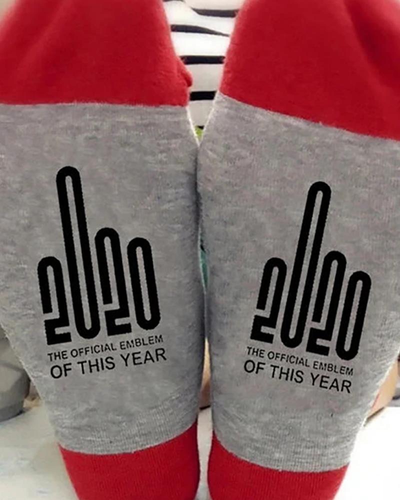 

Men Slogan / Letter Print Colorblock Socks, Style1