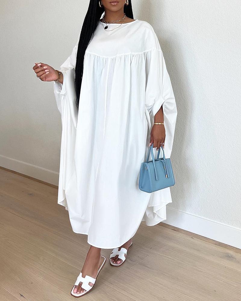 

Batwing Sleeve Plain Maxi Dress, White