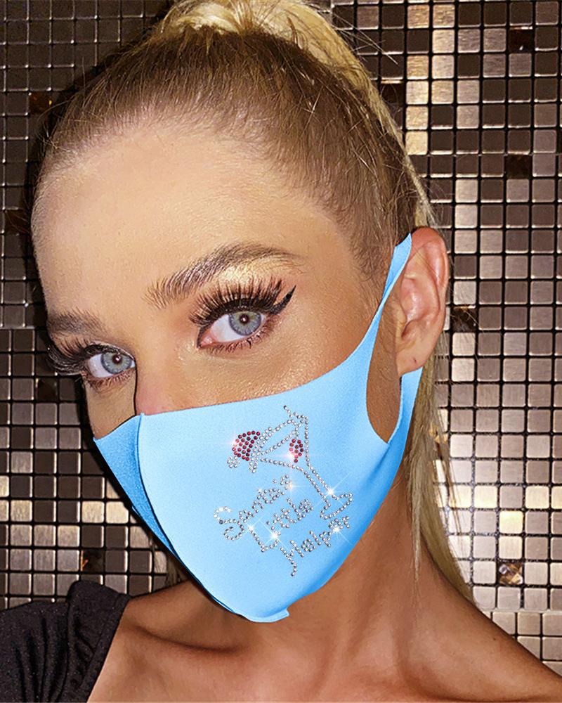 

Christmas Snowflake / Letter Pattern Studded Breathable Face Mask, Style4