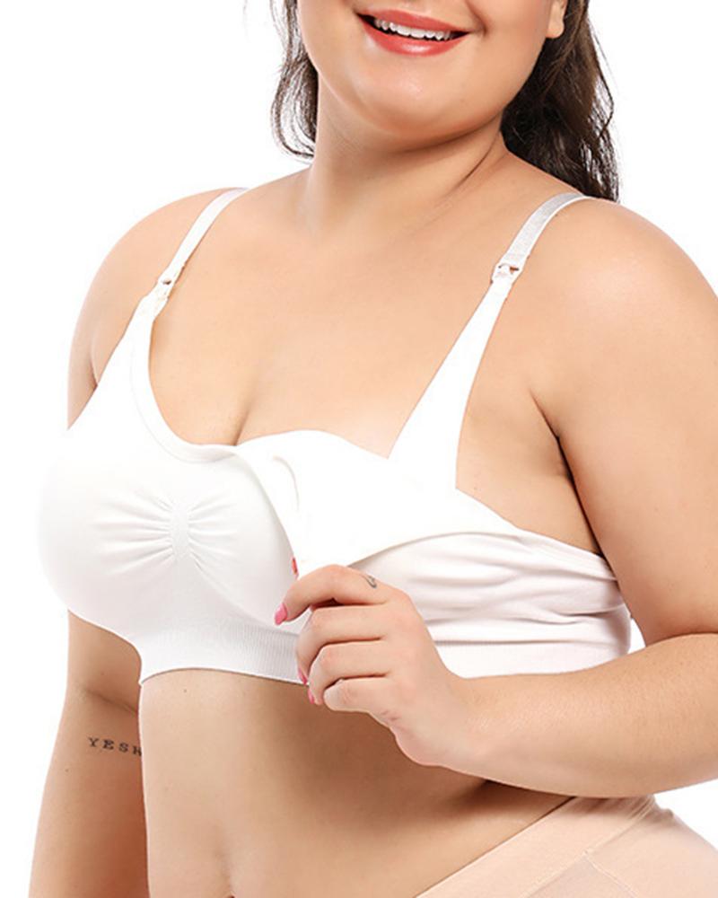 

Plus Size Ruched Adjustable Strap Wireless Lifting Bra, White