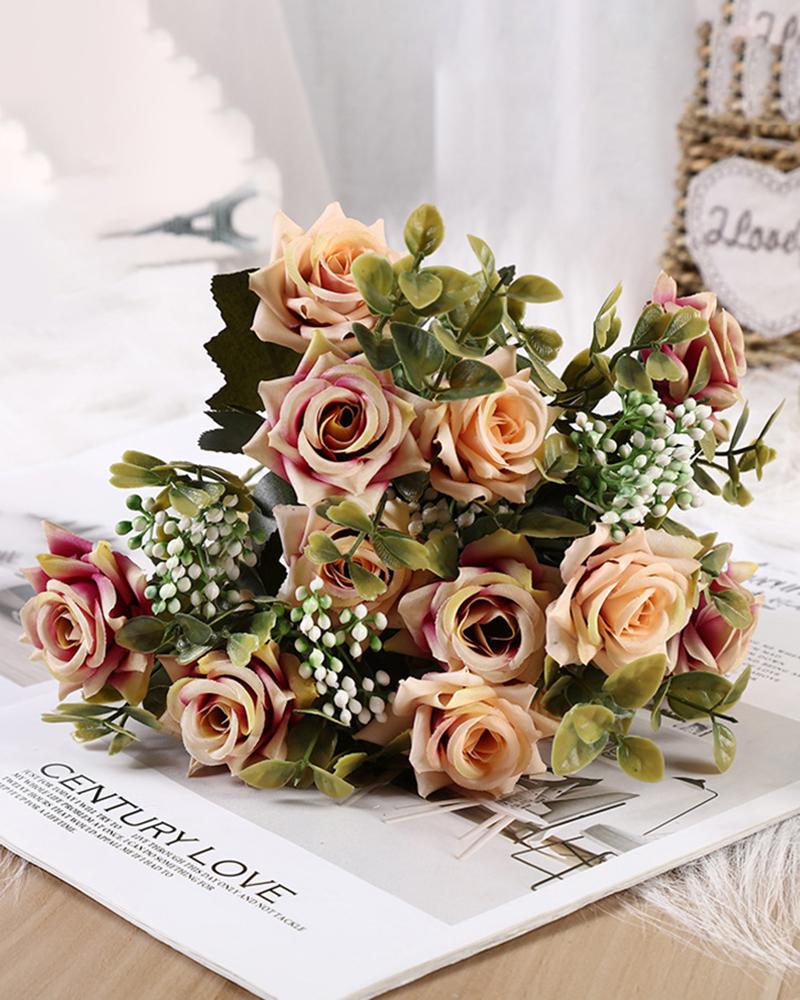 

Silk Rose Bouquets Artificial Flowers For Wedding Home Party Decor, Light pink