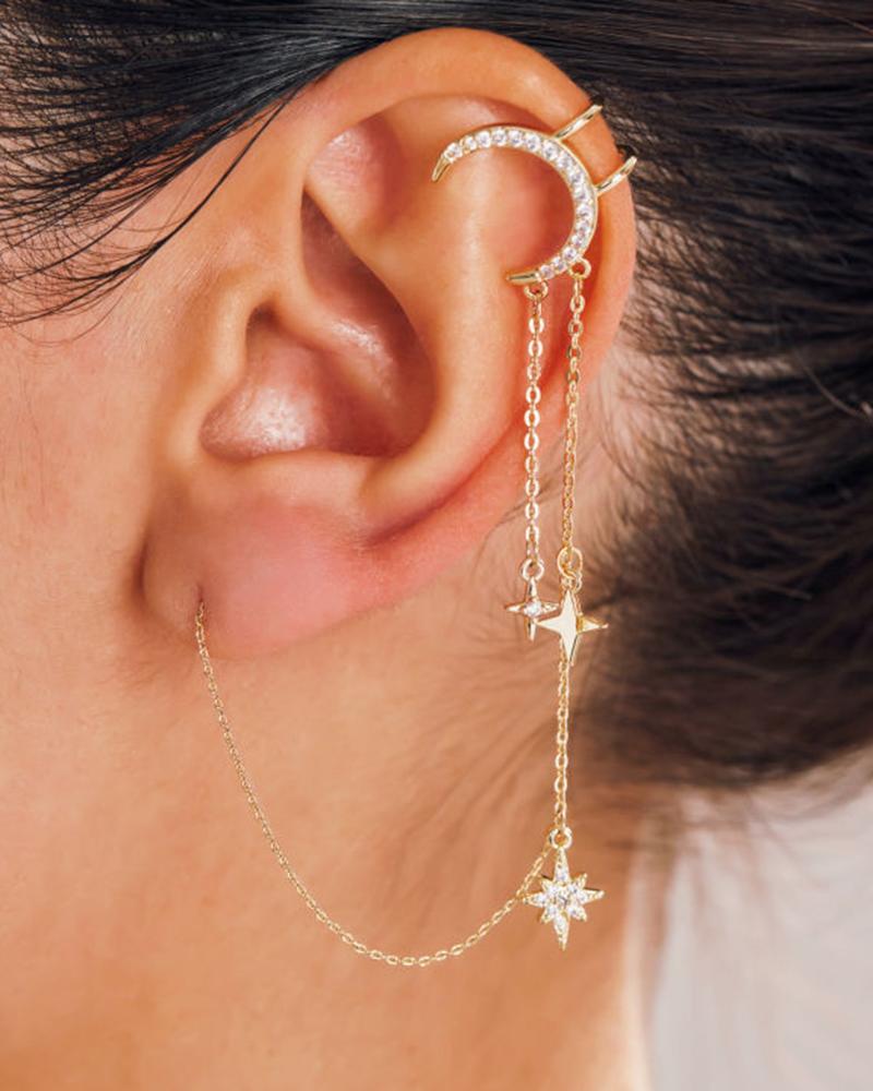 

1pc Moon Star Tassel Ear Cuff Fashion Earring, Style1