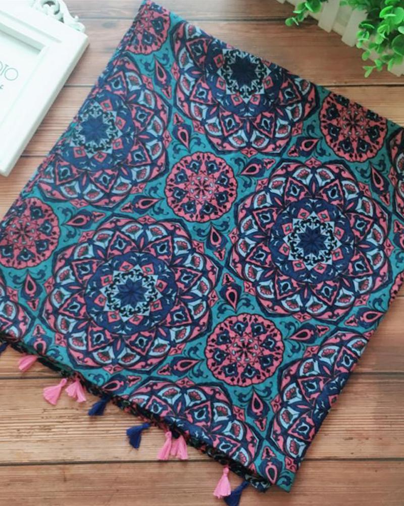 

Ethnic Print Face Bandana Magic Scarf Headwrap Balaclava, Blue