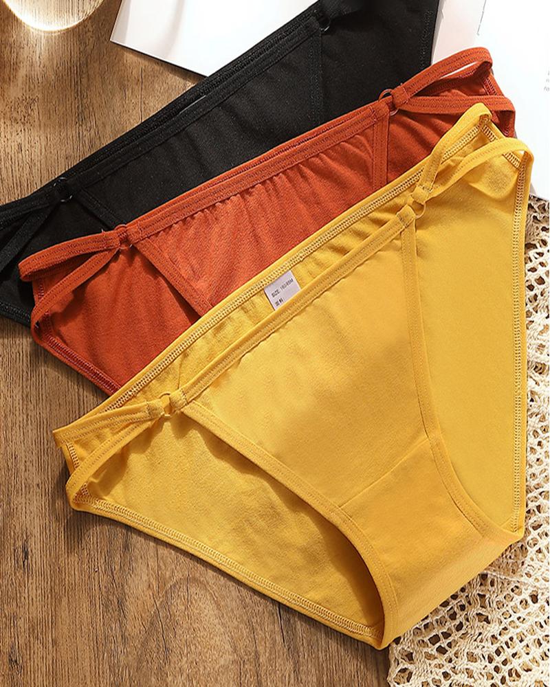 

3PCS/Set O-Ring Cutout Cotton Breathable Panty, Black