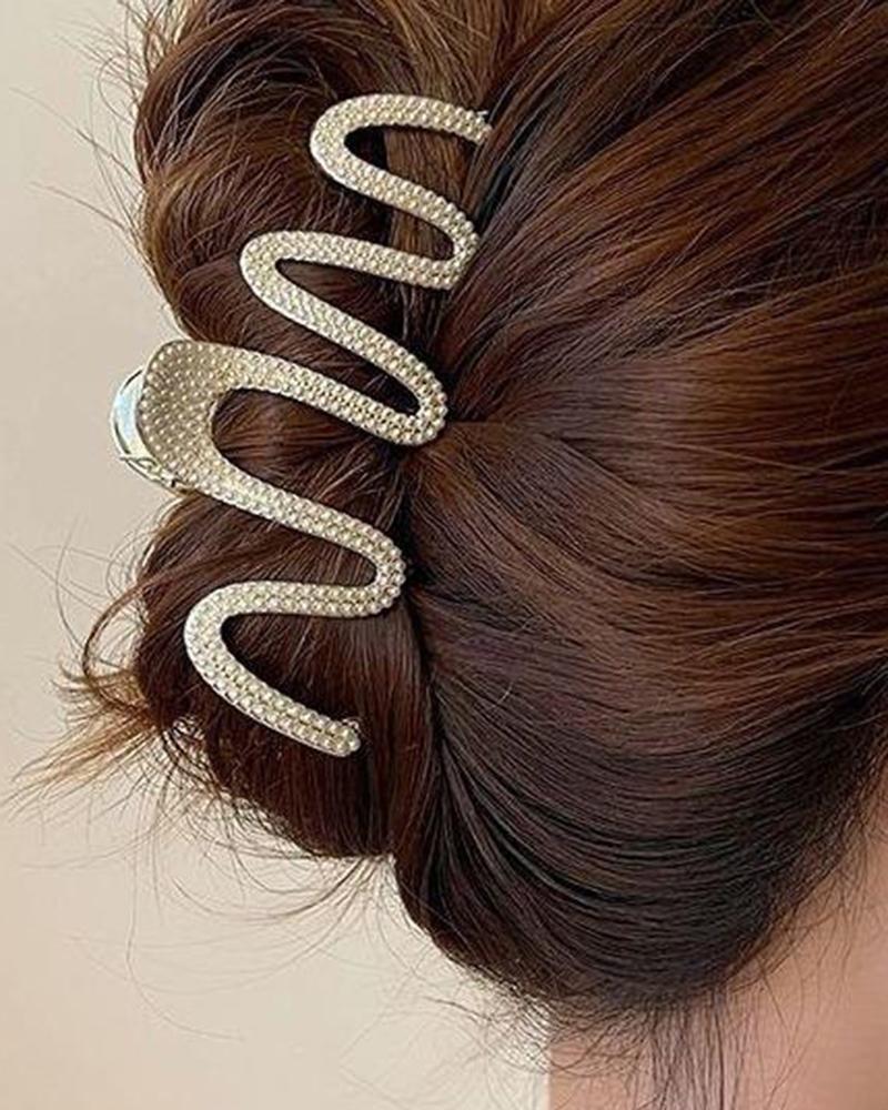

1pc Rhinestone Wave Shark Hair Claw, Style2