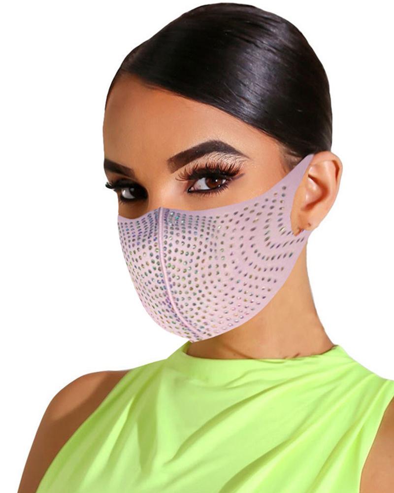 

Bling Rhinestone Animal Pattern Face Mask, Pink