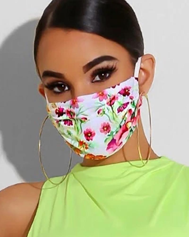 

Floral Print Breathable Mouth M .a. s. k Washable And Reusable, White