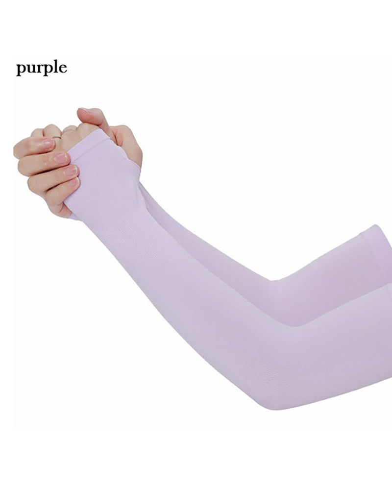 

1Pair Sun UV Protection Stretchy Sports Cooling Arm Sleeves, Purple