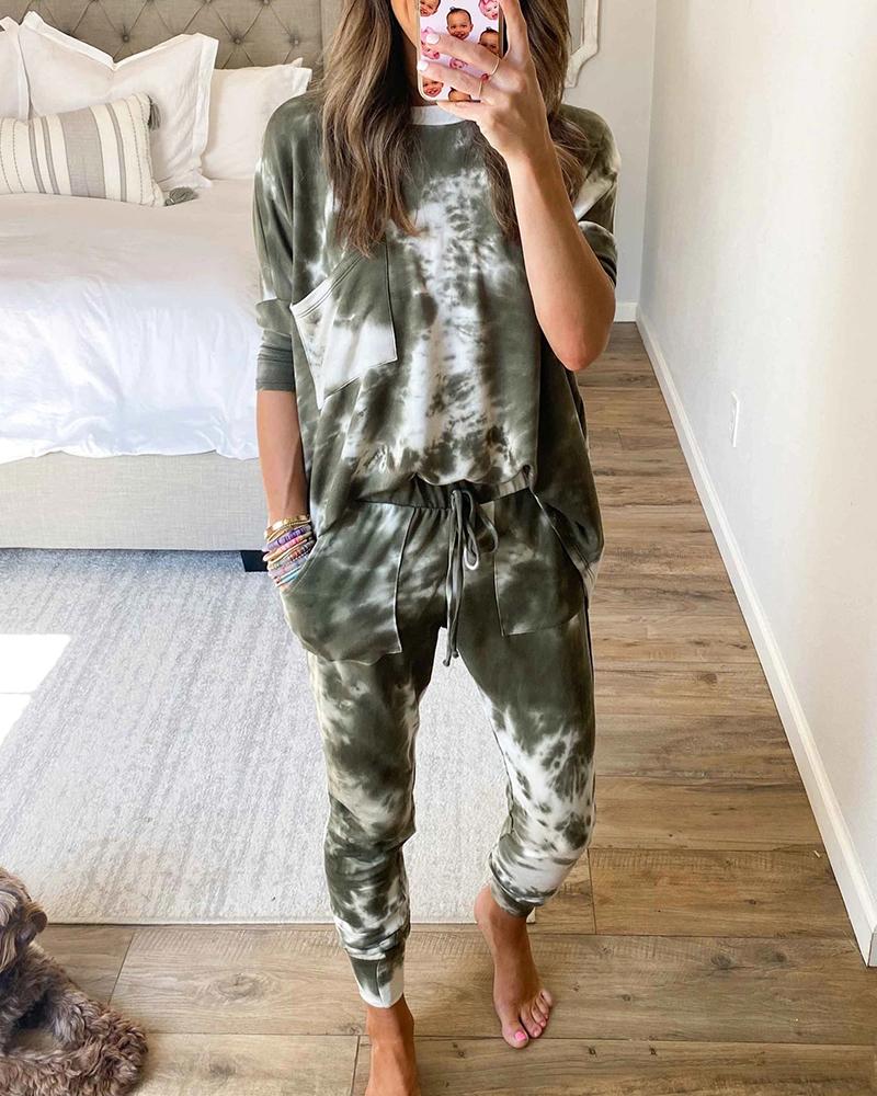 

Tie Dye T-shirt & Pants Set, Green