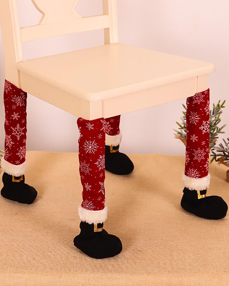 

Christmas Chair Foot Covers Home Party Supplies Festive Ornament Soft Reusable Furniture Leg Cover, Red