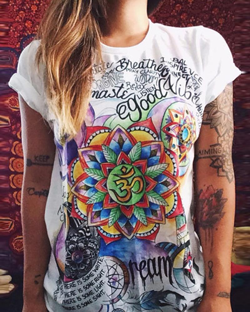 

Graffiti Print Short Sleeve T-shirt, White