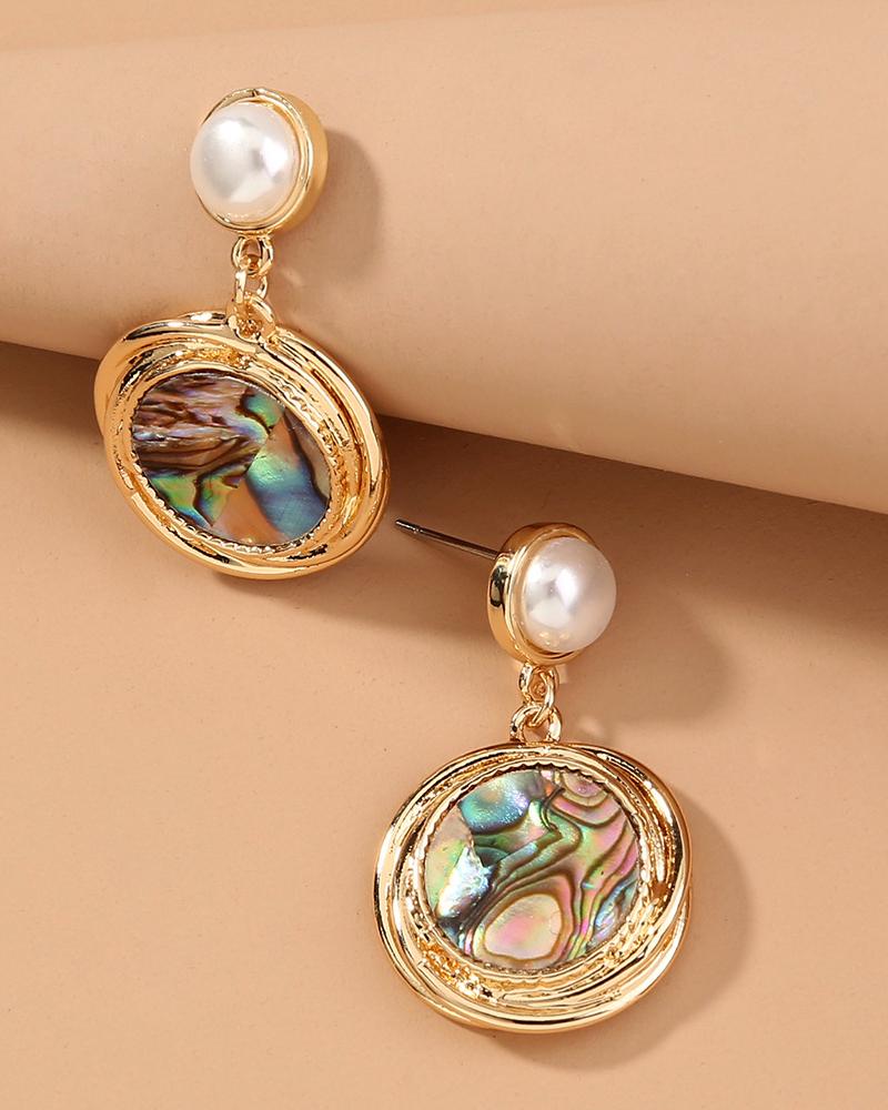 

1Pair Vintage Beaded Decor Drop Earrings, Gold