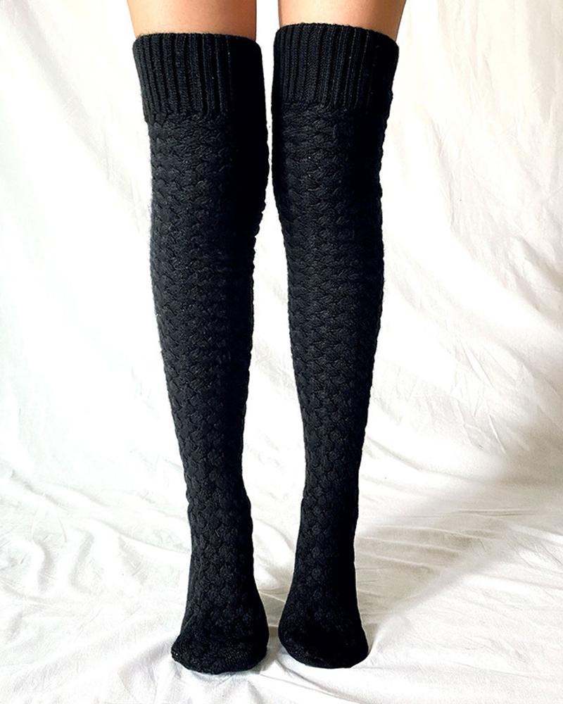

Thigh High Knit Leg Warmers Winter Warm Long Boot Socks, Black