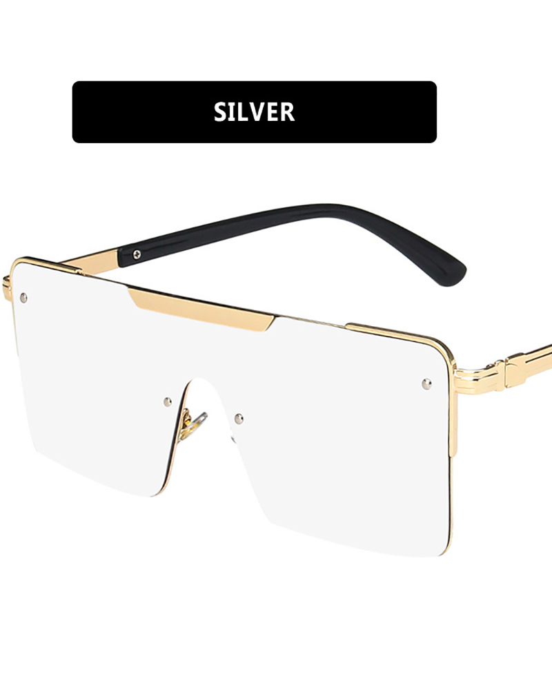 

Tinted Square Metal Frame Sunglasses, White