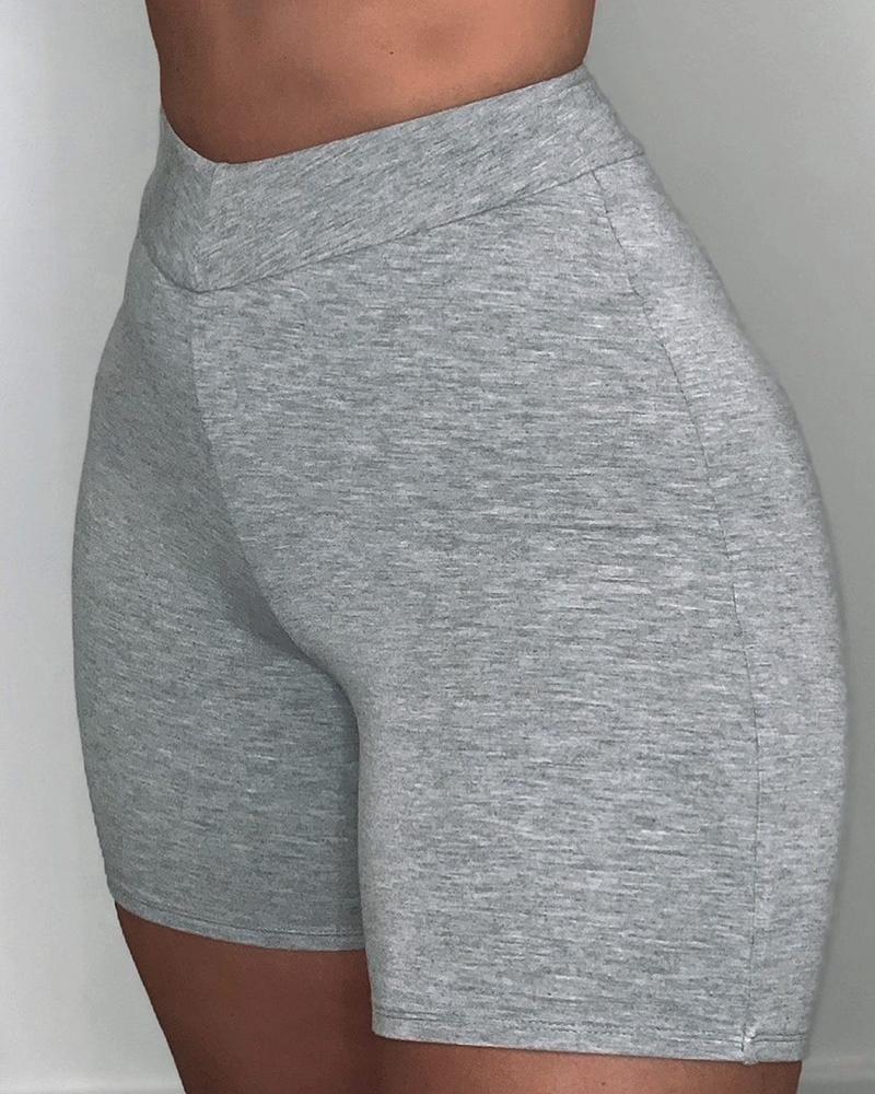 

High Waist Active Biker Shorts Basic Shorts, Gray
