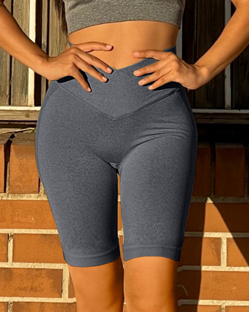 

High Waist Butt Lifting Workout Yoga Active Shorts, Black
