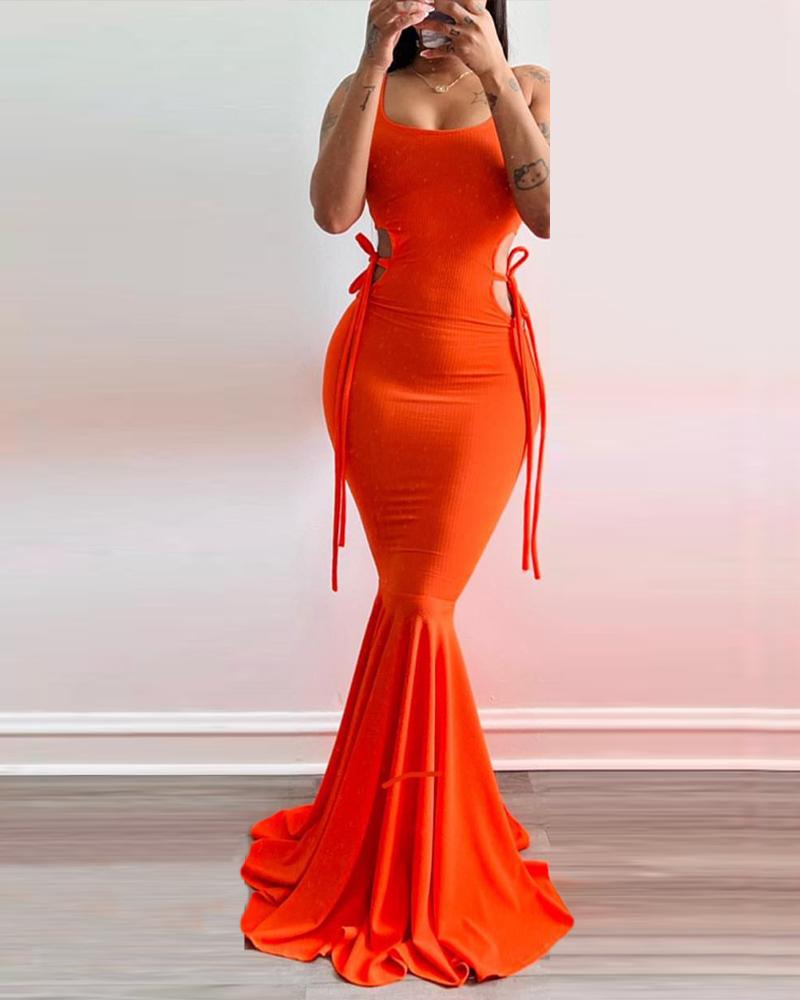 

Tied Detail Cutout Sleeveless Mermaid Dress, Orange