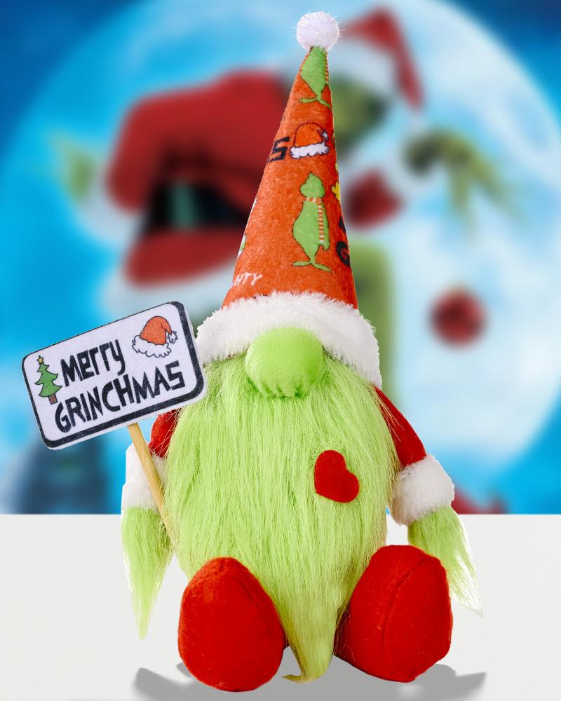 

1PC Christmas Grinch Gnome Doll Rudolph Faceless Doll Ornament Kids Toy Gift Party Prop Christmas Tree Window Table Decoration, Green