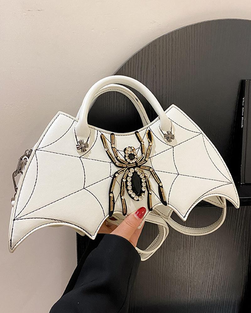 

Halloween Spider Web Shaped Funny Crossbody Handbag, White