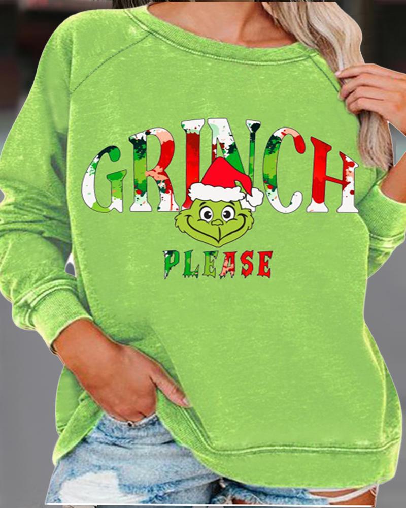 

Plus Size Grinch Stole Christmas Print Casual Top, Green