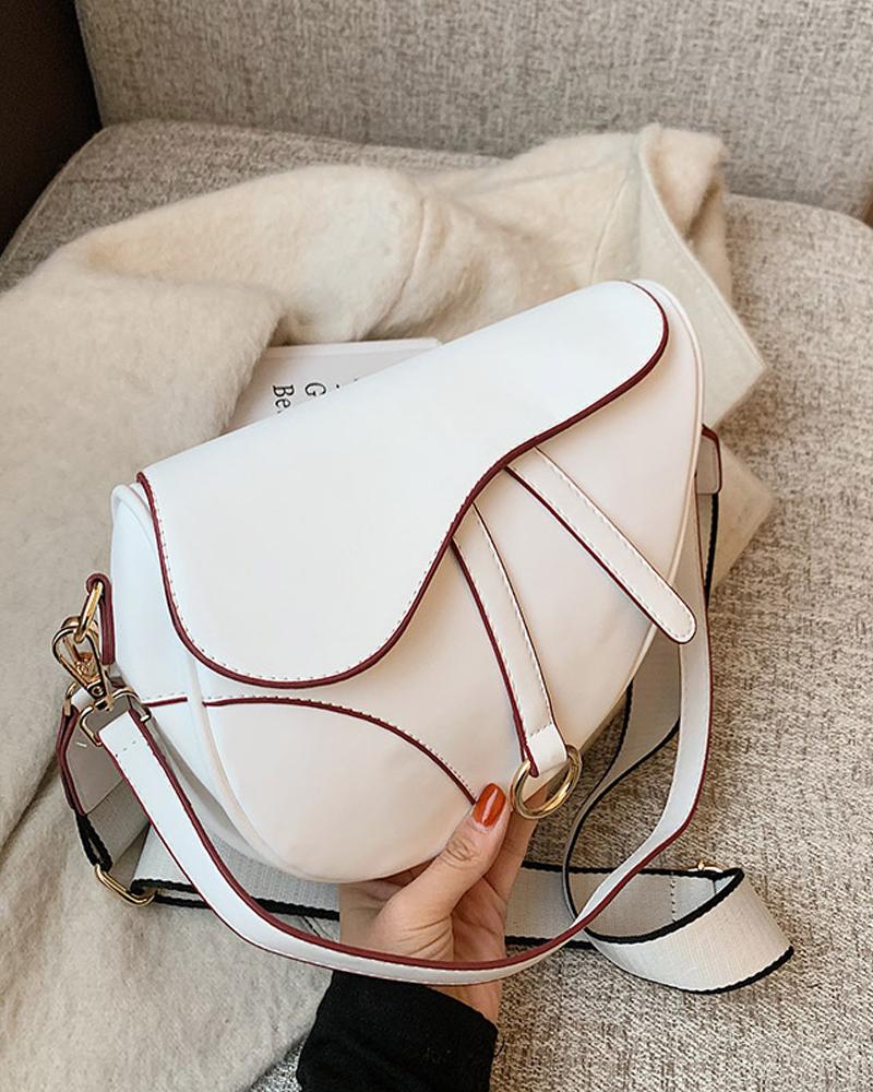 

O-Ring Detail Vintage Saddle Bag, White