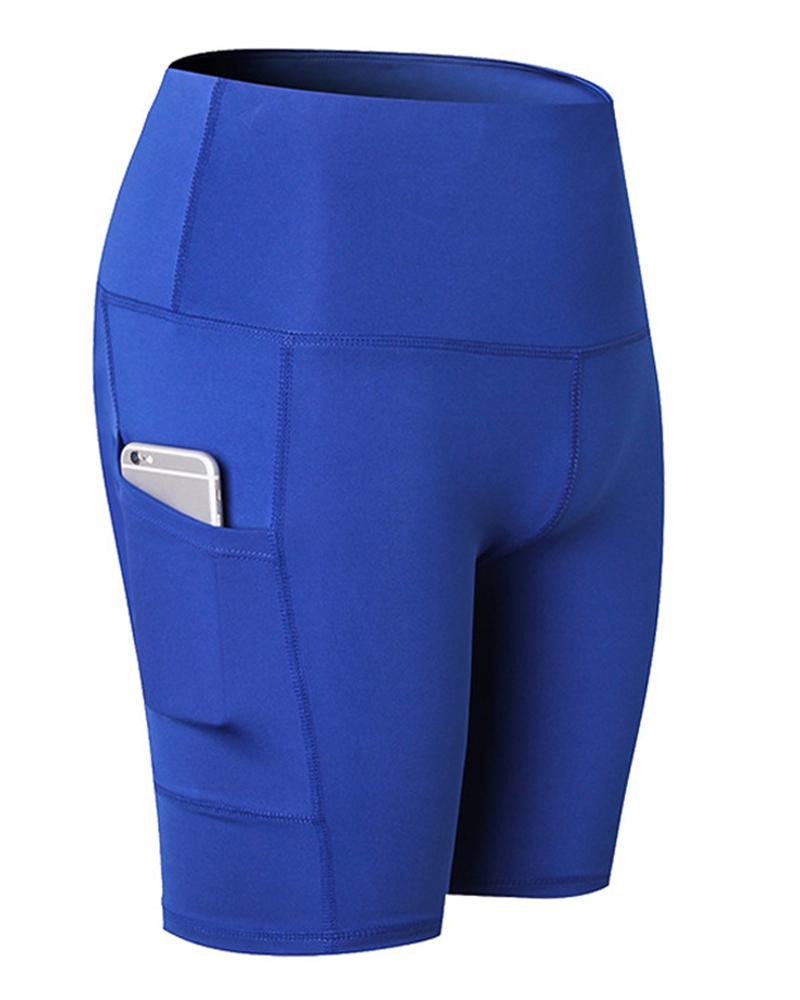 

High Waist Yoga Shorts, Blue