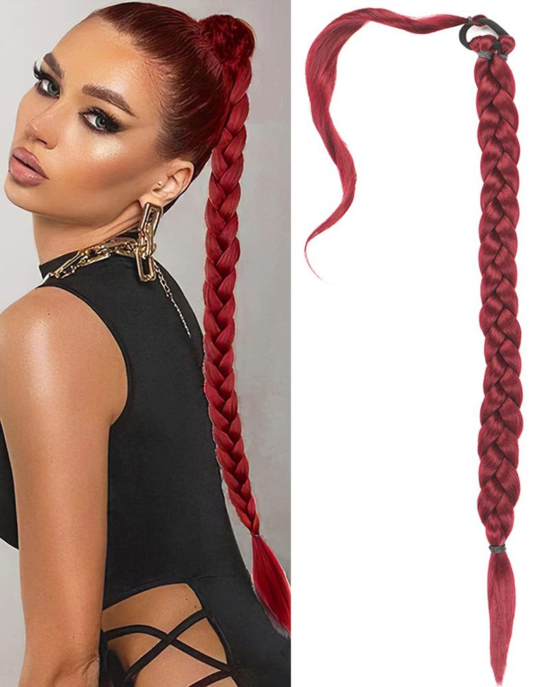 

1pc Heat Resistant Synthetic Long Straight Wrap Around Ponytail Extension With Elastic Tie, Style7