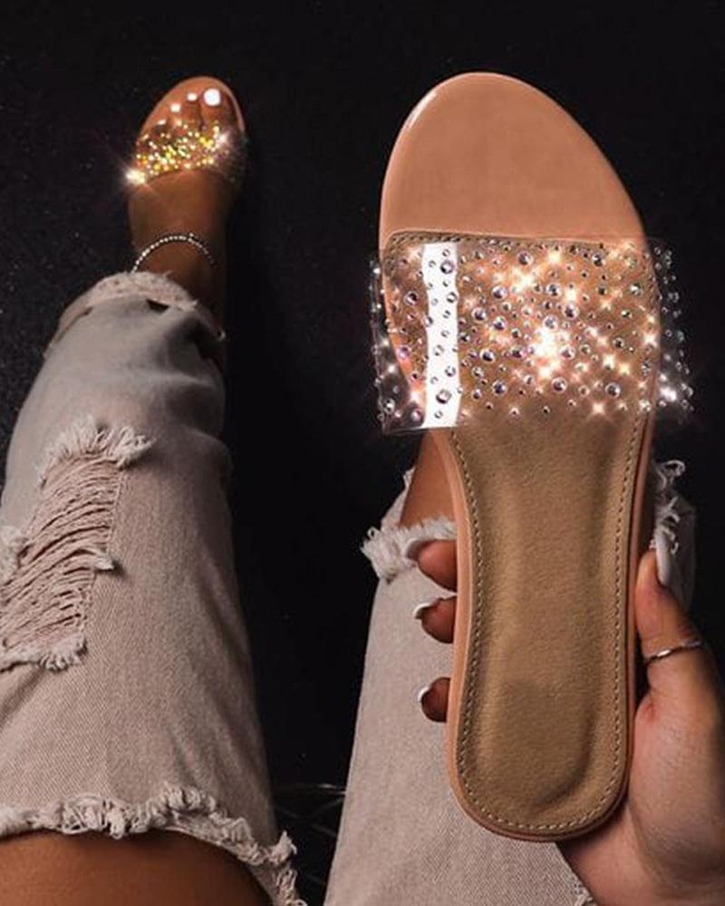

Casual Open Toe Flat Sandals, Apricot