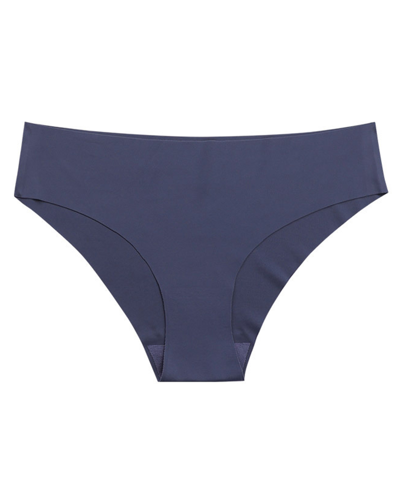 

Skinny Low Waist Solid Color Seamless Panties, Dark blue