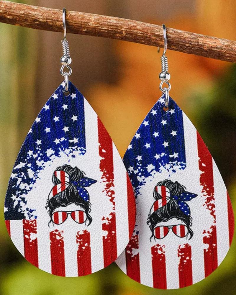 

Independence Day Flag Figure Print Hook Earrings, Multicolor
