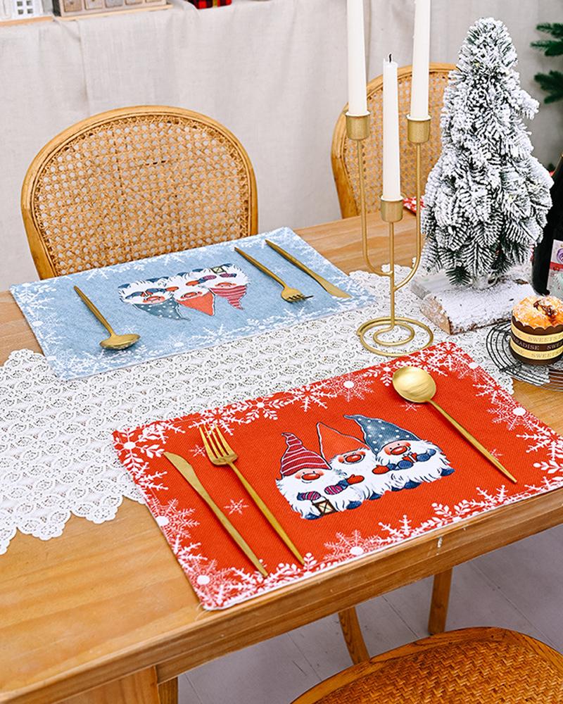 

1pc Christmas Placemat Table Mat Seasonal Winter Holiday Christmas Party Kitchen Dining Decoration, Red