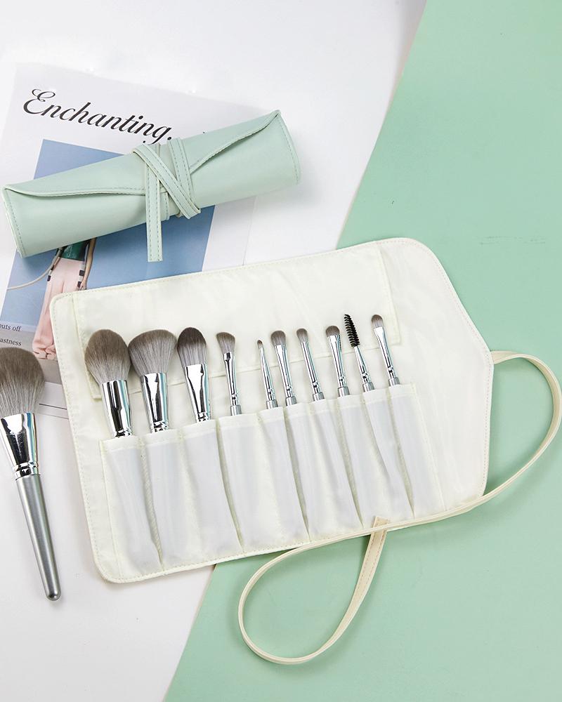 

Portable Makeup Brush Organizer Cosmetic Bag Roll Up Case Pouch Holder, Blue