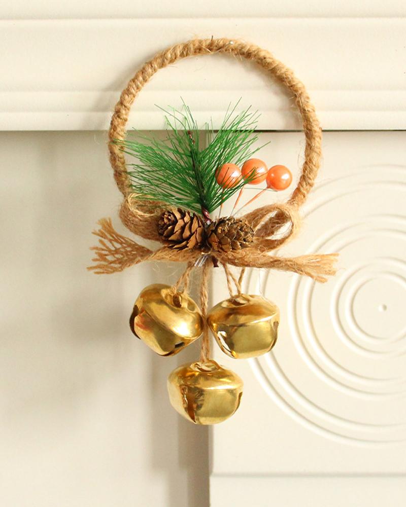 

1pc Christmas Bell Ornament Christmas Tree Hanging Bell Decoration Jingle Bell Pendant With Berry Pine Cones Indoor Outdoor Party Supplies, Style3