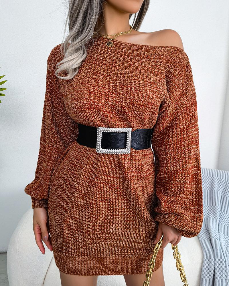 

Cold Shoulder Lantern Sleeve Sweater Dress, Orange