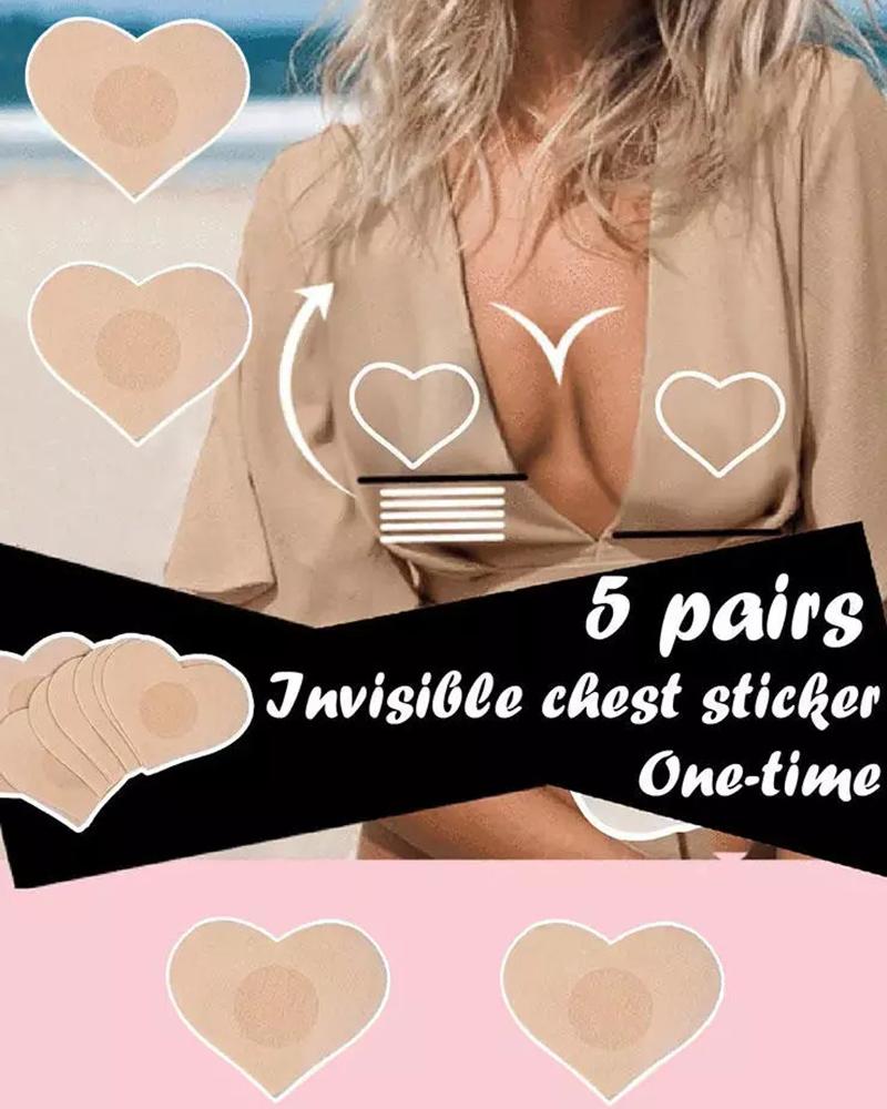 

5Pairs Heart Shaped Invisible Nipple Covers Set, Nude