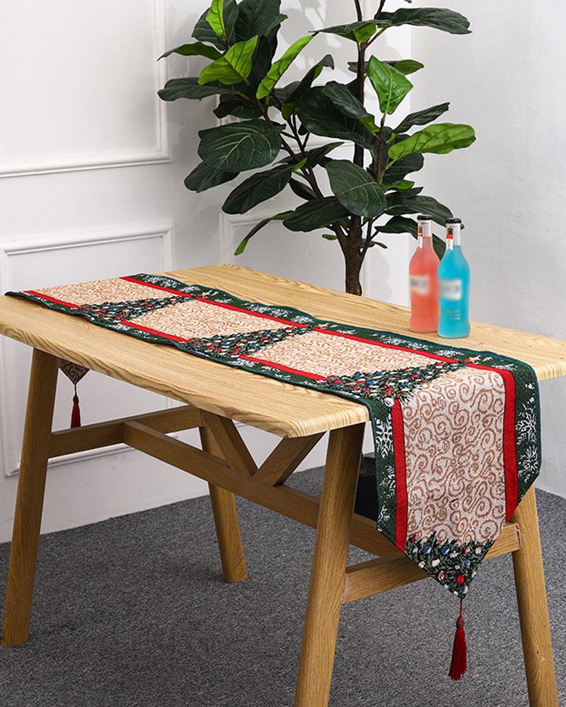 

1pc Christmas Table Runner Seasonal Winter Holiday Kitchen Dining Table Decorations Indoor Outdoor Home Party Supplies, Style2