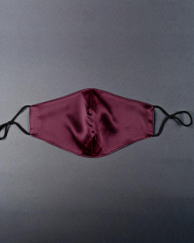 

Solid Breathable Silk Mouth Mask Washable And Reusable, Wine red