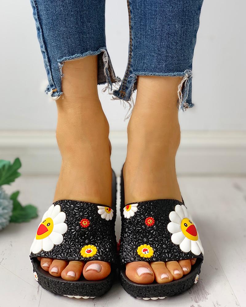 Colorful Sunflower Pattern Casual Sandals